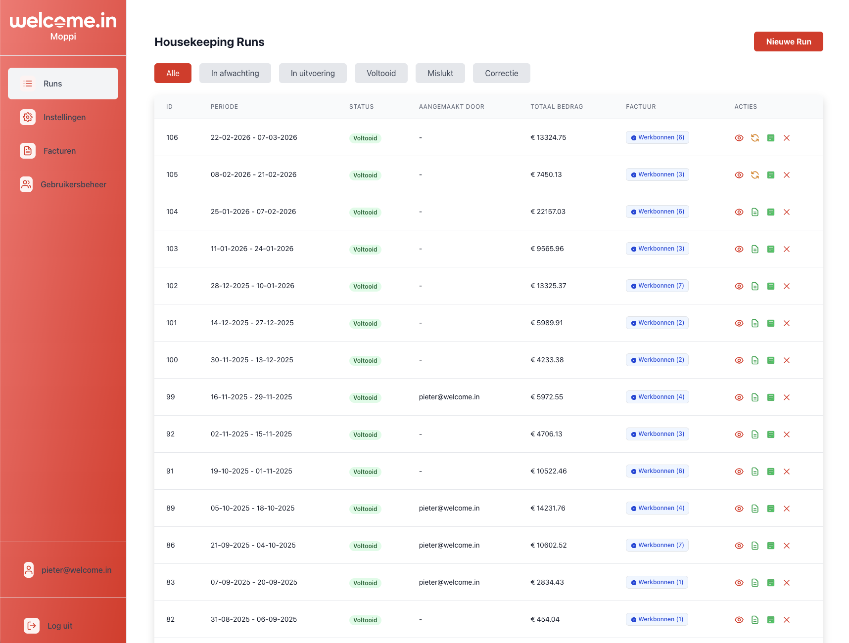 Housekeeping Runs overview